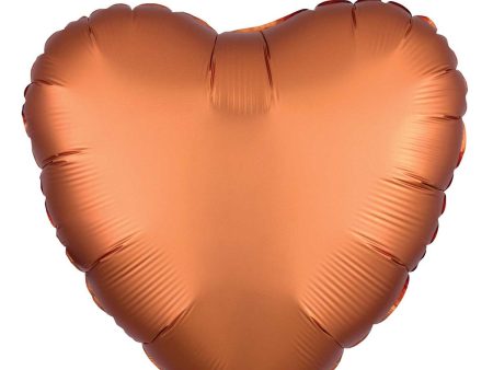 Amber Satin Luxe Heart Foil Balloon 45cm For Sale