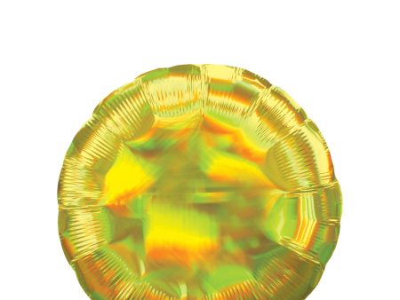 Yellow Iridescent Circle Holographic Foil Balloon 45cm Supply