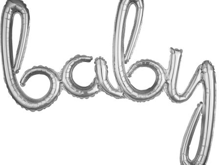 Baby Script Phrase Silver Foil Balloon 99x83cm Online