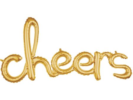 Cheers Script Phrase Gold Foil Balloon 101x53cm Fashion