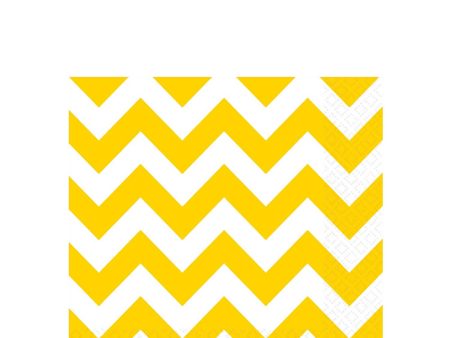 Yellow Sunshine Chevron Beverage Tissues 16pcs For Discount